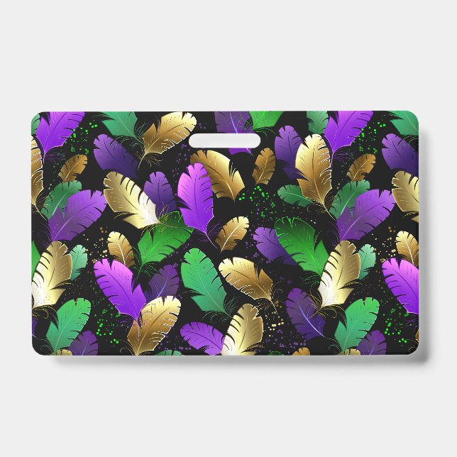 Seamless Pattern with Mardi Gras feathers Badge (Front)