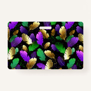 Seamless Pattern with Mardi Gras feathers Badge