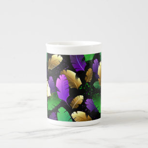 Seamless Pattern with Mardi Gras feathers Bone China Mug