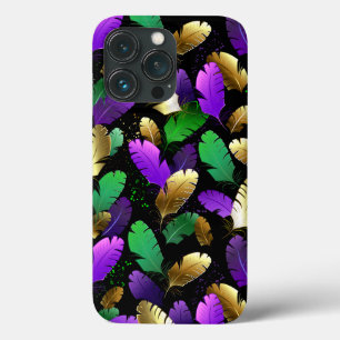 Seamless Pattern with Mardi Gras feathers iPhone 13 Pro Case