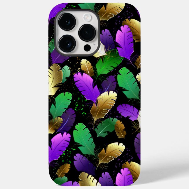 Seamless Pattern with Mardi Gras feathers Case-Mate iPhone Case (Back)