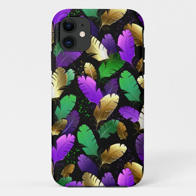 Seamless Pattern with Mardi Gras feathers Case-Mate iPhone Case (Back)