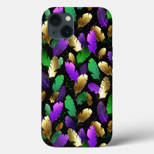 Seamless Pattern with Mardi Gras feathers iPhone 13 Case