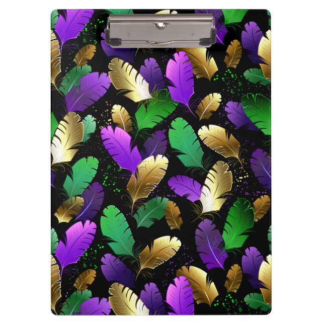 Seamless Pattern with Mardi Gras feathers Clipboard (Front)