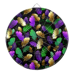 Seamless Pattern with Mardi Gras feathers Dartboard