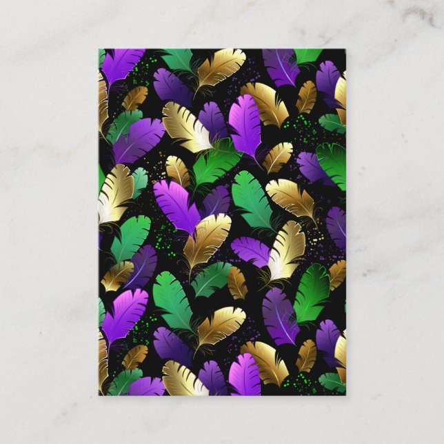 Seamless Pattern with Mardi Gras feathers Enclosure Card (Front)