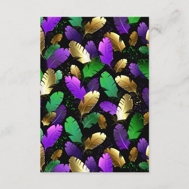 Seamless Pattern with Mardi Gras feathers Enclosure Card (Front)