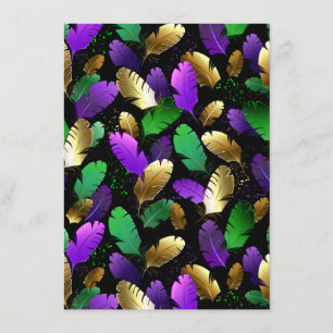 Seamless Pattern with Mardi Gras feathers Enclosure Card