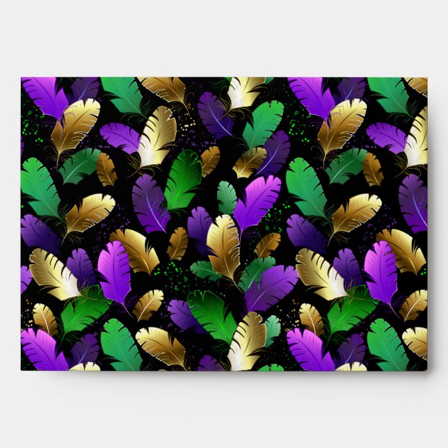 Seamless Pattern with Mardi Gras feathers Envelope (Front)
