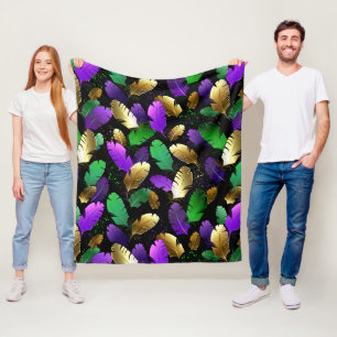 Seamless Pattern with Mardi Gras feathers Fleece Blanket