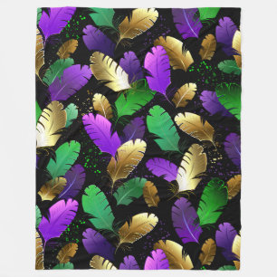Seamless Pattern with Mardi Gras feathers Fleece Blanket