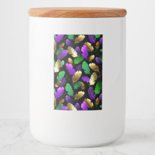 Seamless Pattern with Mardi Gras feathers Food Label