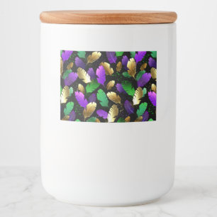 Seamless Pattern with Mardi Gras feathers Food Label