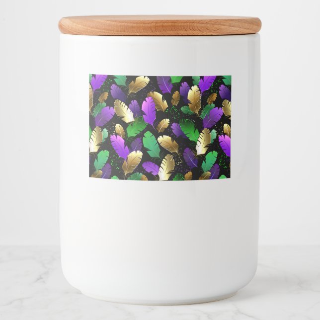 Seamless Pattern with Mardi Gras feathers Food Label (Front)
