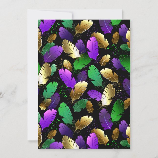 Seamless Pattern with Mardi Gras feathers Invitation (Front)