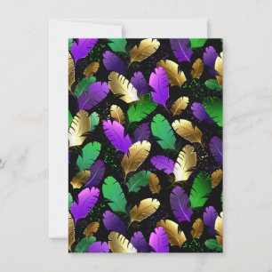 Seamless Pattern with Mardi Gras feathers Invitation