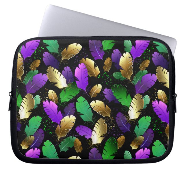 Seamless Pattern with Mardi Gras feathers Laptop Sleeve (Front)