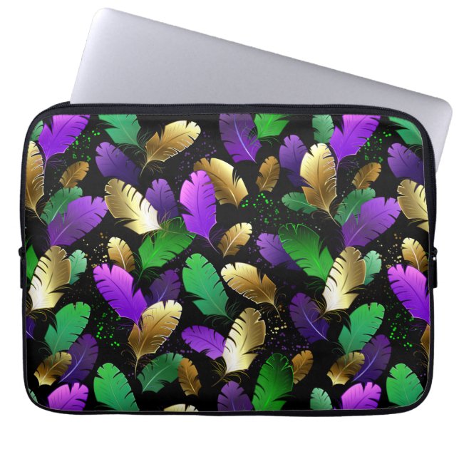 Seamless Pattern with Mardi Gras feathers Laptop Sleeve (Front)