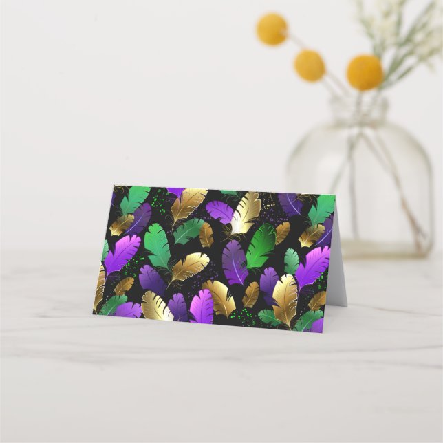 Seamless Pattern with Mardi Gras feathers Loyalty Card (Front)