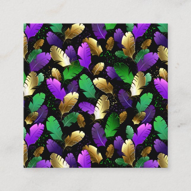 Seamless Pattern with Mardi Gras feathers Loyalty Card (Front)