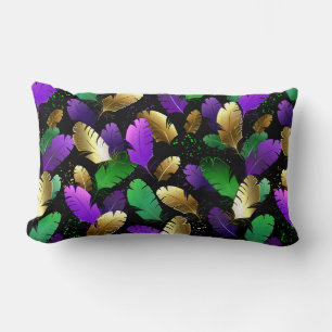 Seamless Pattern with Mardi Gras feathers Lumbar Pillow