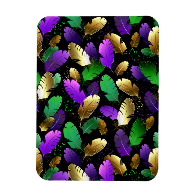 Seamless Pattern with Mardi Gras feathers Magnet (Vertical)