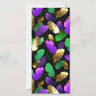 Seamless Pattern with Mardi Gras feathers Magnetic Invitation
