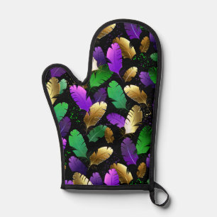 Seamless Pattern with Mardi Gras feathers Oven Mitt