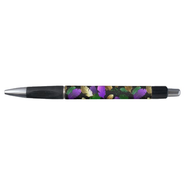 Seamless Pattern with Mardi Gras feathers Pen (Front)