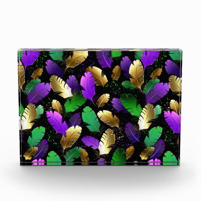 Seamless Pattern with Mardi Gras feathers Photo Block (Front)