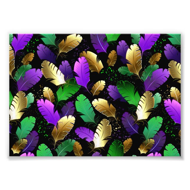 Seamless Pattern with Mardi Gras feathers Photo Print (Front)