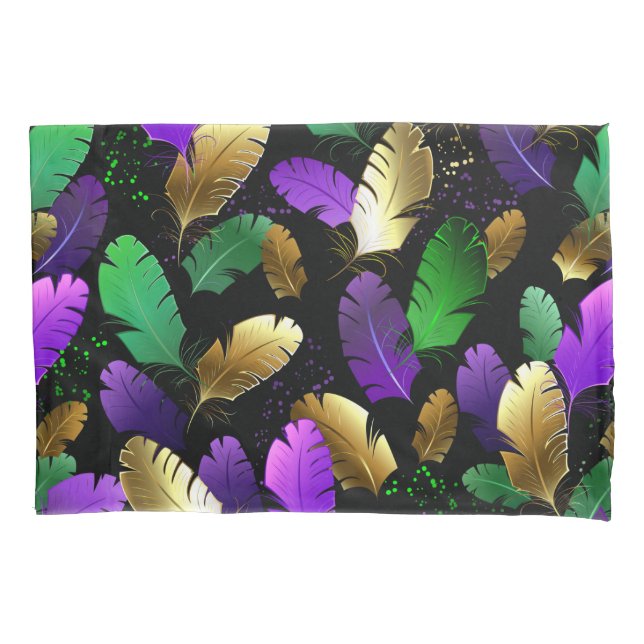 Seamless Pattern with Mardi Gras feathers Pillowcase (Front)