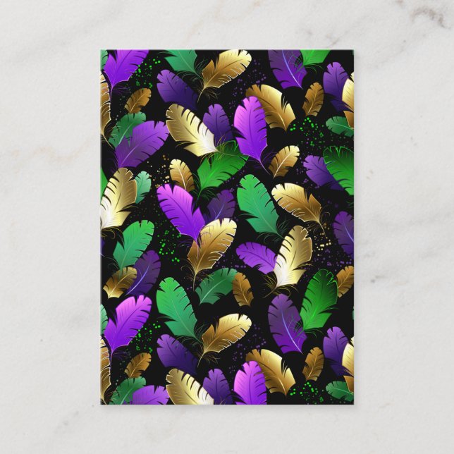 Seamless Pattern with Mardi Gras feathers Place Card (Front)