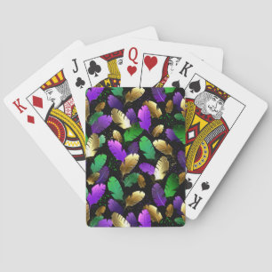 Seamless Pattern with Mardi Gras feathers Playing Cards
