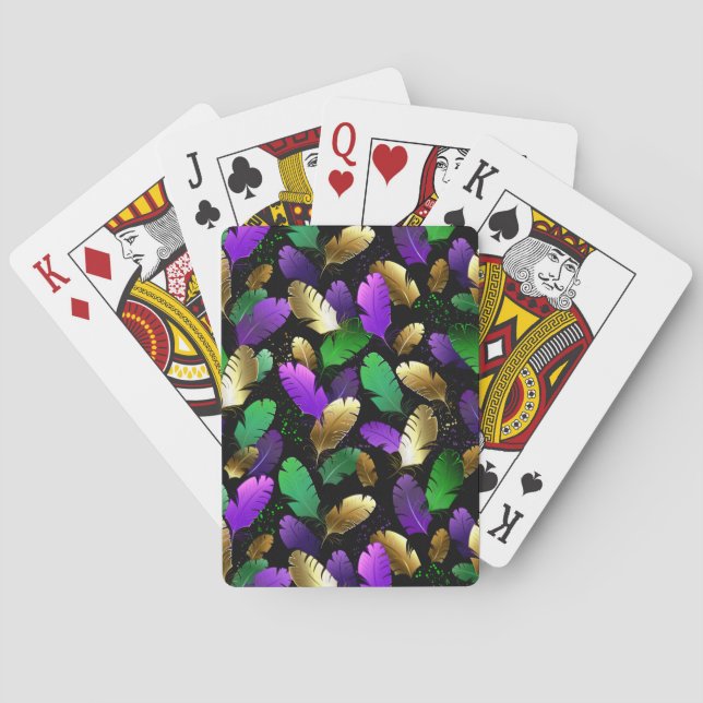 Seamless Pattern with Mardi Gras feathers Playing Cards (Back)