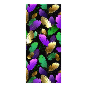 Seamless Pattern with Mardi Gras feathers Rack Card