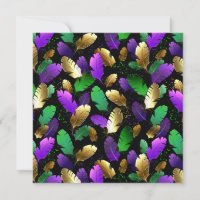 Seamless Pattern with Mardi Gras feathers