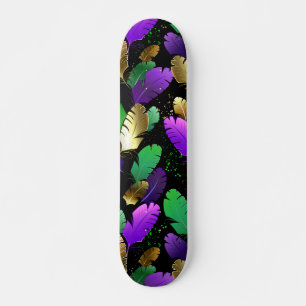 Seamless Pattern with Mardi Gras feathers Skateboard