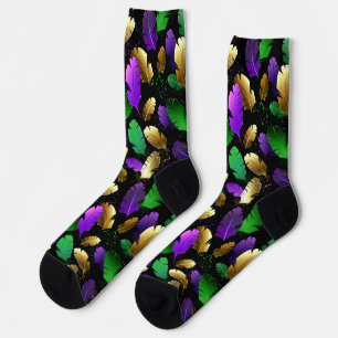 Seamless Pattern with Mardi Gras feathers Socks