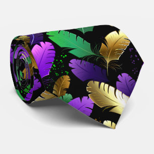 Seamless Pattern with Mardi Gras feathers Tie