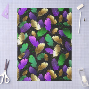 Seamless Pattern with Mardi Gras feathers Tissue Paper
