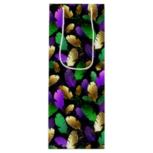 Seamless Pattern with Mardi Gras feathers Wine Gift Bag