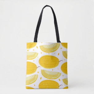 Seamless pattern with melons. Doodle fruits. Vinta Tote Bag