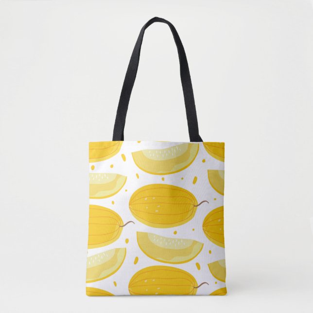 Seamless pattern with melons. Doodle fruits. Vinta Tote Bag (Front)