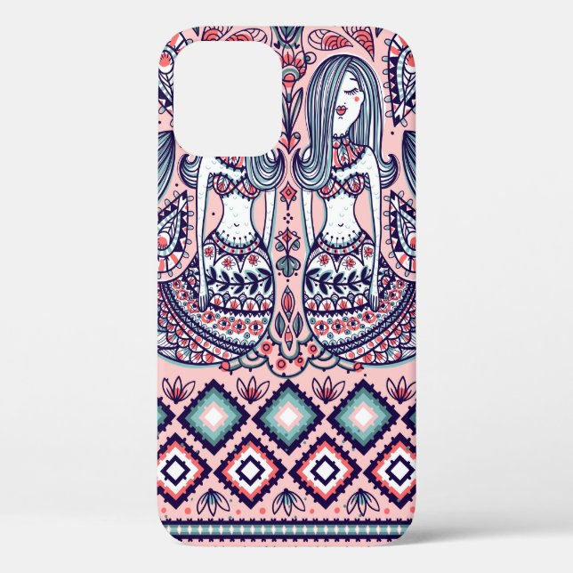 seamless pattern with mermaids and folk elements Case-Mate iPhone case (Back)