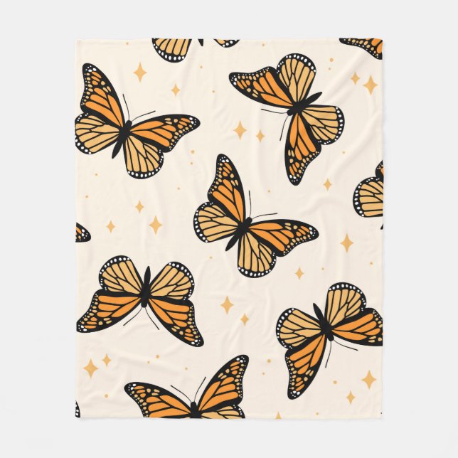 Seamless pattern with monarch butterflies. Contemp Fleece Blanket (Front)