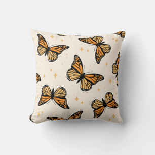 Seamless pattern with monarch butterflies. Contemp Throw Pillow