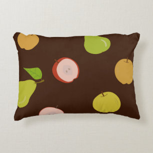 Seamless pattern with multi-colored apples and pea accent pillow