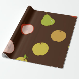 Seamless pattern with multi-colored apples and pea wrapping paper