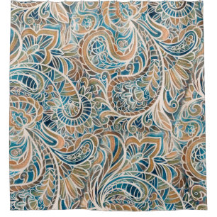 Seamless pattern with multicolor Paisley print. Ha